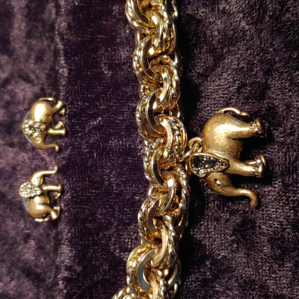 Ann Taylor Elephant Braclet and Earrings Set.